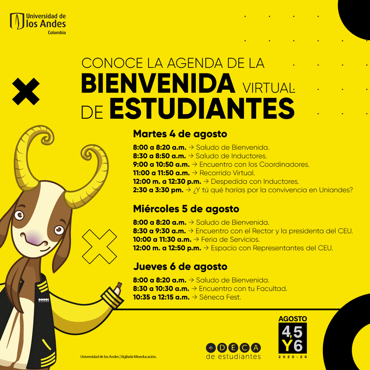 Agenda bienvenida a estudiantes 20202-20 | Uniandes