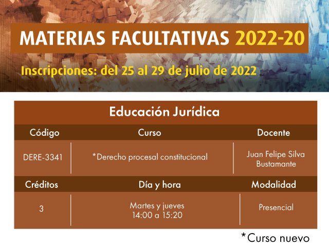 Facultativa 2022-20: Derecho procesal constitucional | Derecho | Uniandes