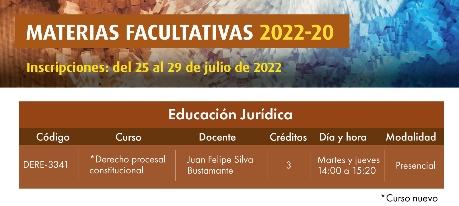 Facultativa 2022-20: Derecho procesal constitucional | Derecho | Uniandes