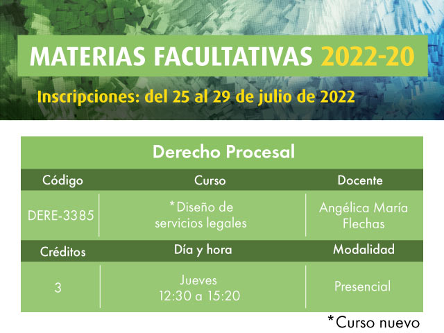 Facultativa 2022-20: Diseño de servicios legales| Derecho | Uniandes
