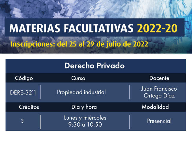 Facultativa 2022-20: Propiedad Industrial | Facultad de Derecho | Uniandes