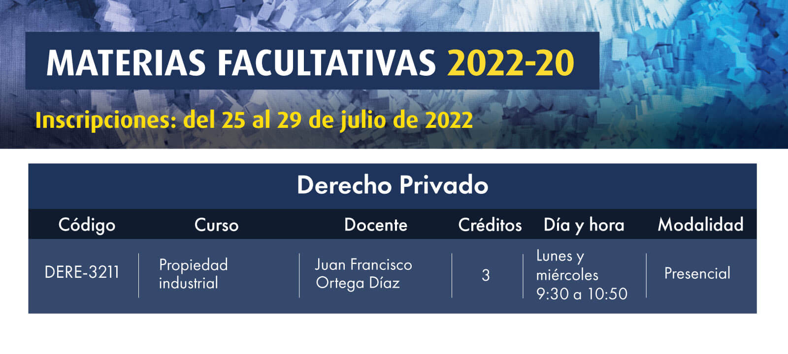 Facultativa 2022-20: Propiedad Industrial | Facultad de Derecho | Uniandes