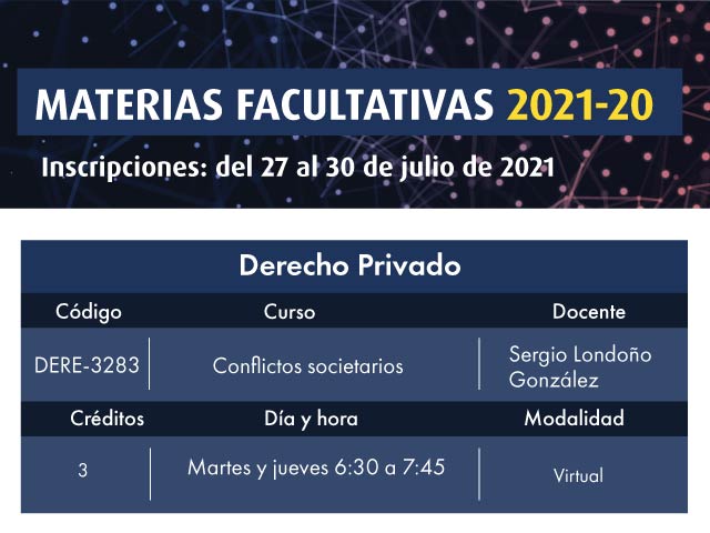 Materia Facultativa 2021-20: Conflictos Societarios |Uniandes