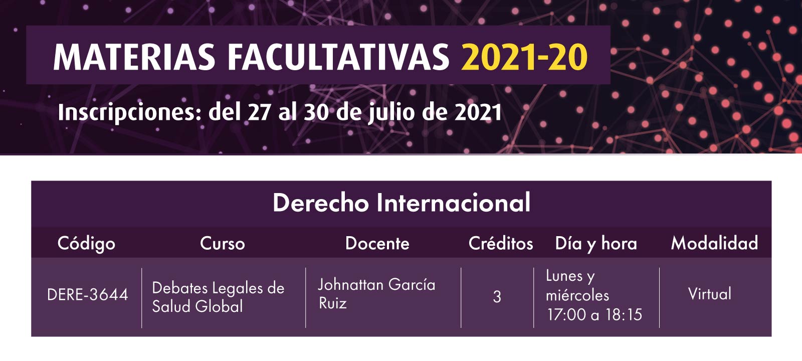 Facultativa 2021-20: Debates legales de la salud global | Derecho | Uniandes