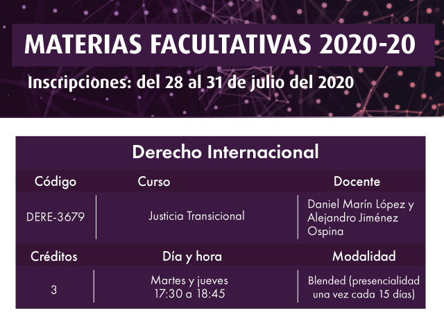 Facultativa 2020-20: Justicia Transicional 