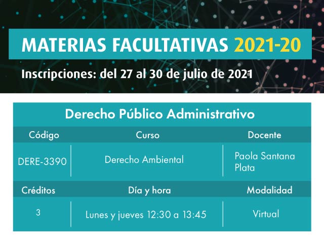 Materia Facultativa 2021-20: Derecho Ambiental | Uniandes