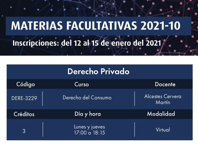 Facultativa 2021-10: Derecho del Consumo | Facultad de Derecho | Uniandes