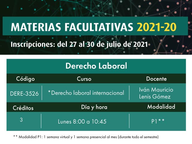 Facultativa: Derecho Laboral Internacional | Derecho | Uniandes