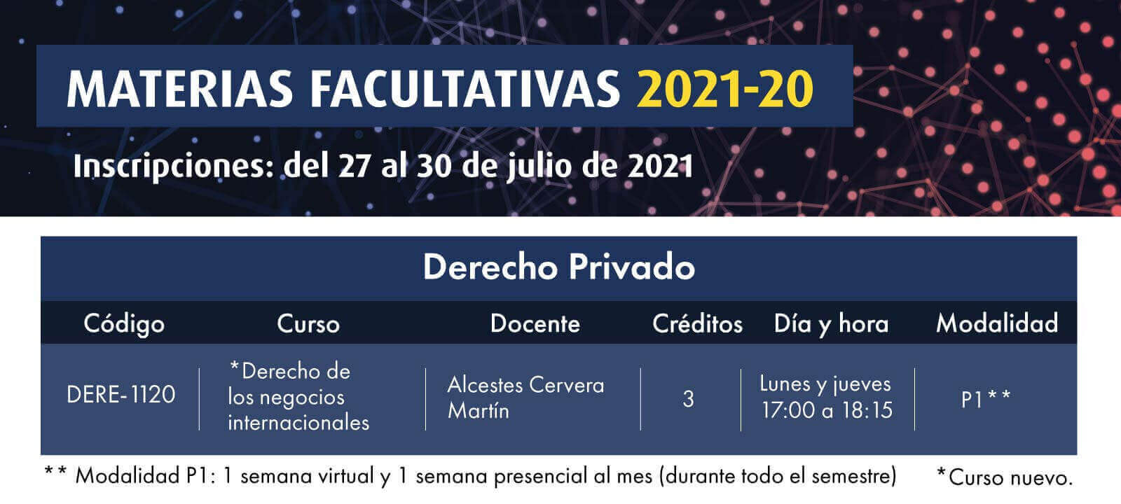 Facultativa 2021-20: Derecho de los negocios internacionales | Derecho | Uniandes