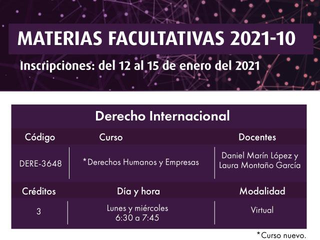 Facultativa 2021-10: Derechos Humanos y Empresas | Facultad de Derecho | Uniandes