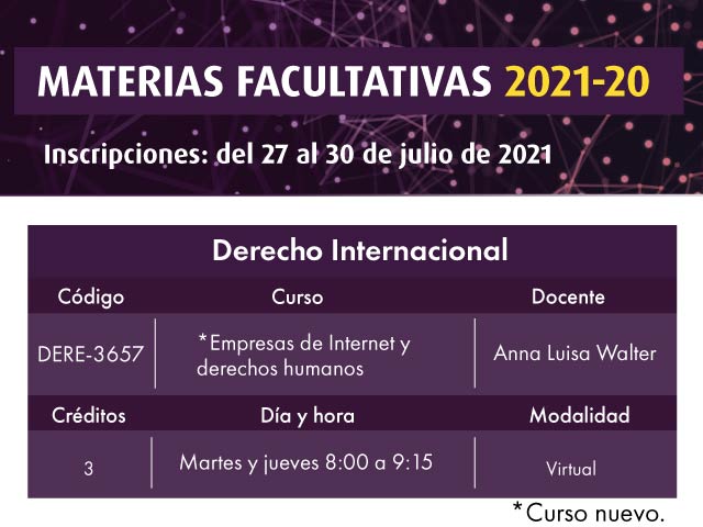 Facultativa 2021-20: Empresas de Internet y derechos humanos | Derecho | Uniandes