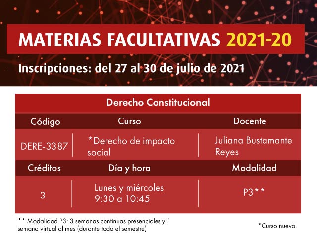 Facultativa 2021-20: Derecho de Impacto Social | Derecho | Uniandes