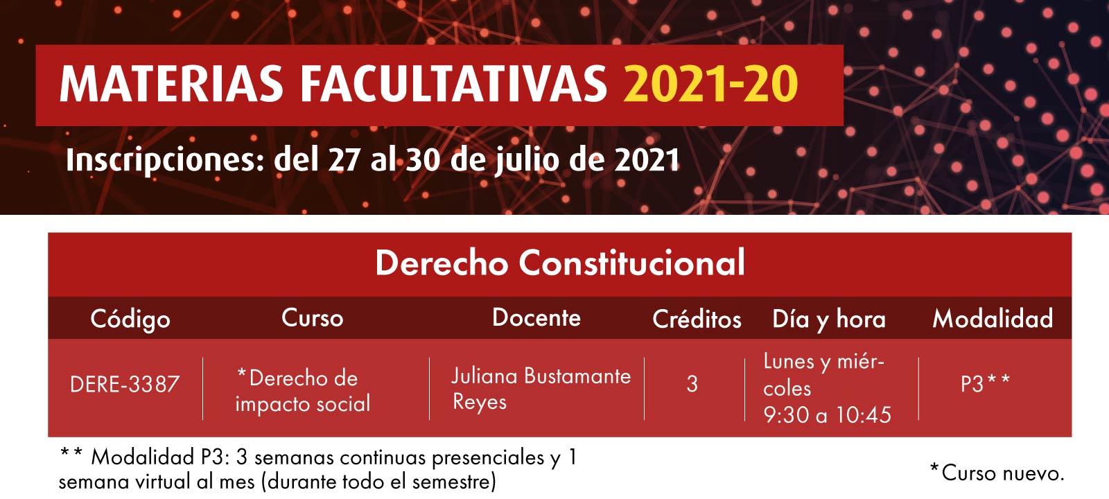 Facultativa 2021-20: Derecho de Impacto Social | Derecho | Uniandes