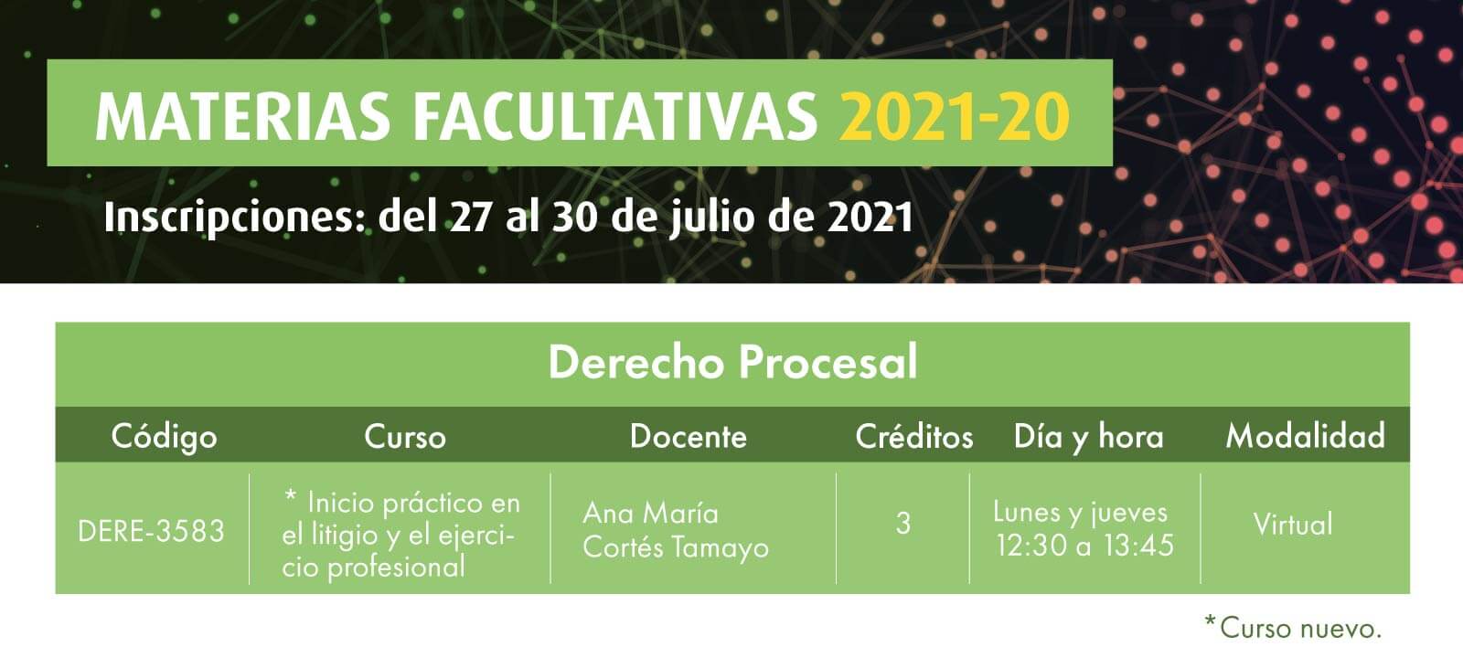 Facultativa: Inicio Práctico en el Litigio y el Ejercicio Profesional | Derecho | Uniandes