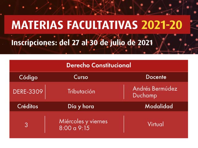 Facultativa 2021-20: Tributación | Derecho | Uniandes