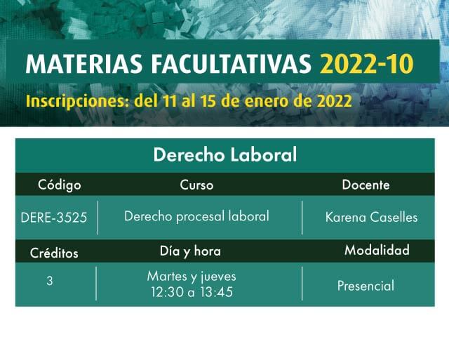 Facultativa 2022-10: Derecho Procesal Laboral | Derecho | Uniandes