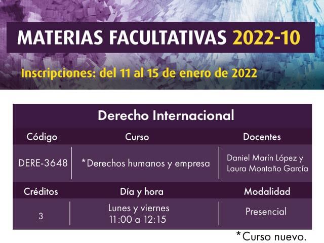 Facultativa 2022-10: Derechos humanos y empresa | Derecho | Uniandes