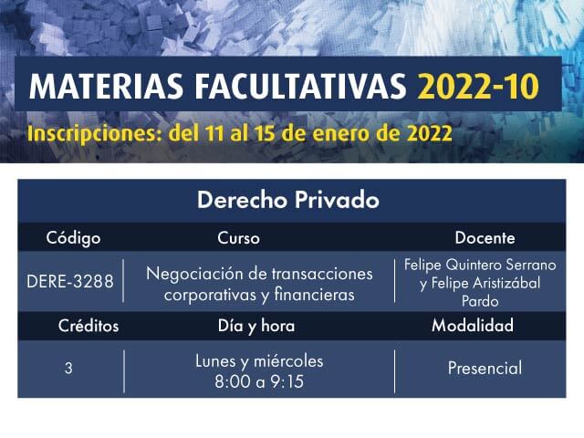 Facultativa: Negociación de Transacciones Corporativas y Financieras | Uniandes