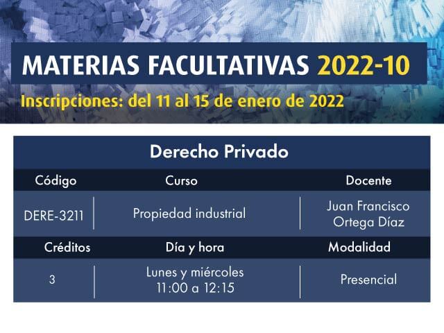 Facultativa 2022-10: Propiedad Industrial| Derecho | Uniandes