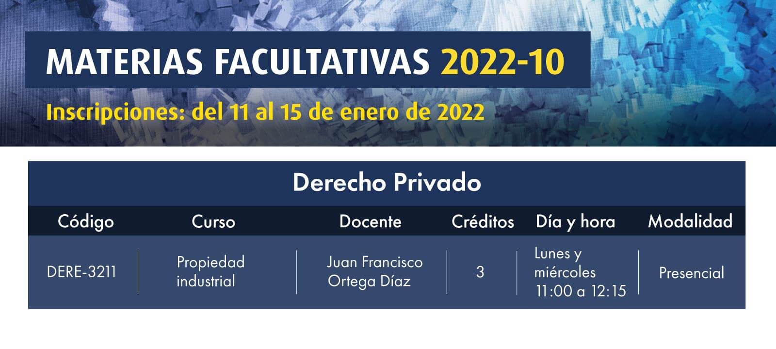 Facultativa 2022-10: Propiedad Industrial| Derecho | Uniandes