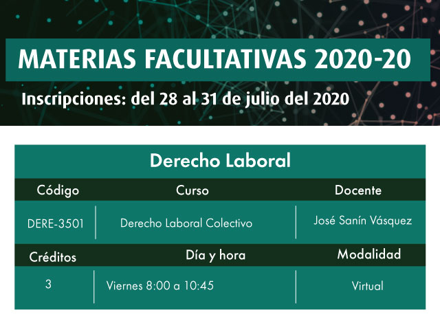 Facultativa 2020-20: Derecho Laboral Colectivo 